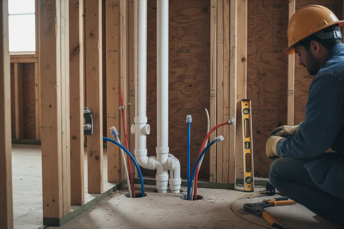 Drain and supply rough-in during Drain Cleaning in Riverside